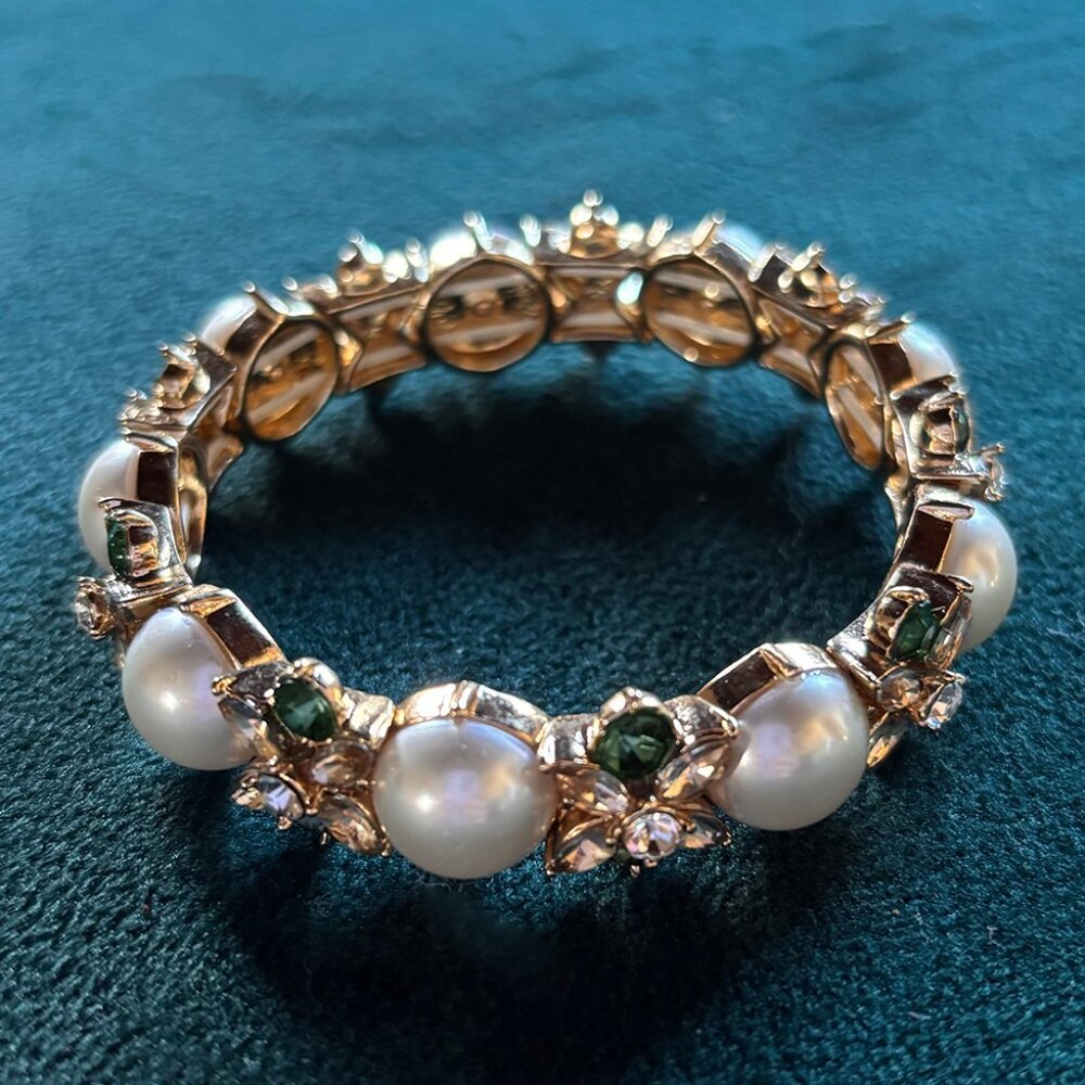 STORE CLOSING MARCH 30! J.Crew | Pearl Faux Emerald & Rhinestone Bracelet